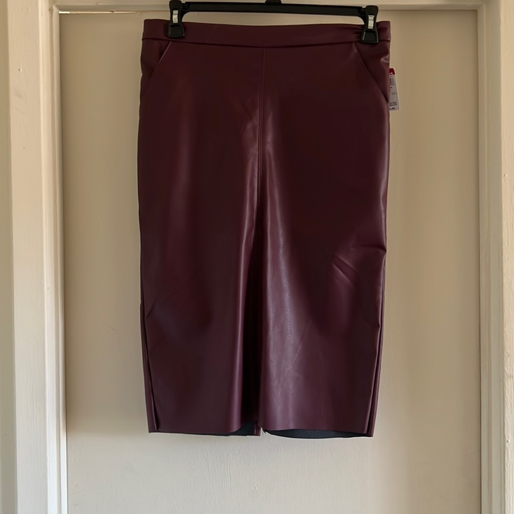 Pleather maroon pencil skirt